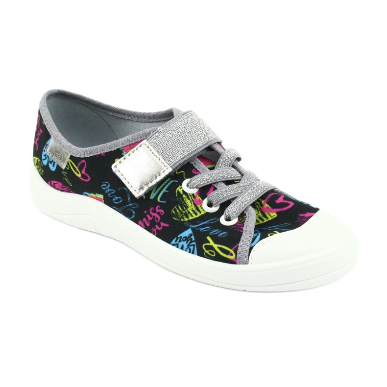 Befado Kinderschuhe 251Q137 schwarz rosa silber- grau