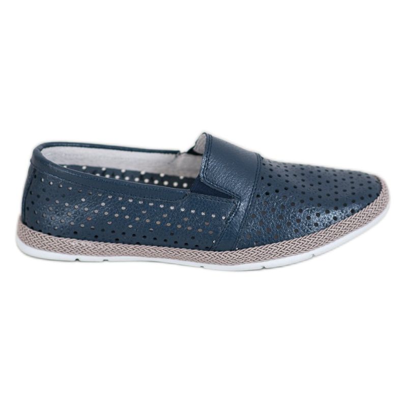 Evento Durchbrochene Lederslipper blau