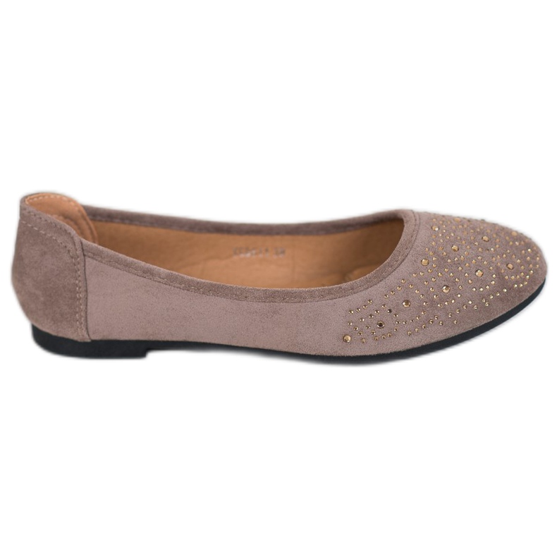 Diamantique Klassische Ballerina mit Kristallen beige