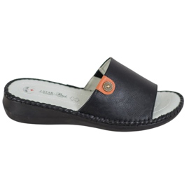 J. Star Lässige Hausschuhe aus Öko-Leder schwarz