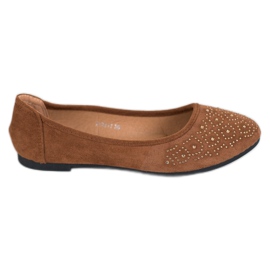 Diamantique Klassische Ballerina mit Kristallen braun