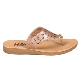 Kylie Hausschuhe mit durchbrochenem Muster beige golden