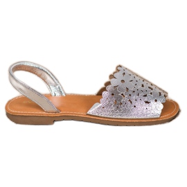 Evento Silberne Sandalen zum Hineinschlüpfen grau