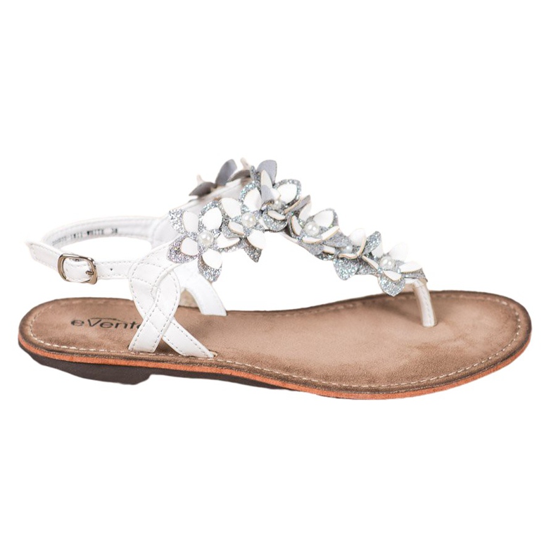 Evento Flip-Flops Sandalen mit Blumen weiß