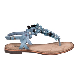 Evento Flip-Flops Sandalen mit Blumen blau