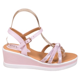 SHELOVET Lässige Wedges mit Öko-Leder rosa