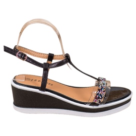 SHELOVET Stylische Wedges mit Öko-Leder schwarz