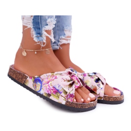 PS1 Rosa Hausschuhe für Damen auf der Cork Flowers Wendy's Bow mehrfarbig