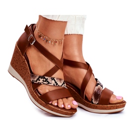 Damen Sandalen On Wedge Sergio Leone Braun SK309