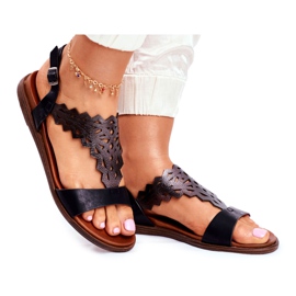 Damen Sandalen Flach Sergio Leone Schwarz SK035
