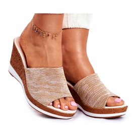 Damen Hausschuhe On Wedge Sergio Leone Beige SK320 gelb