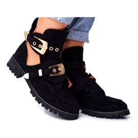 Lu Boo Schwarz Wildleder Cut Out Schuhe Rock Girl