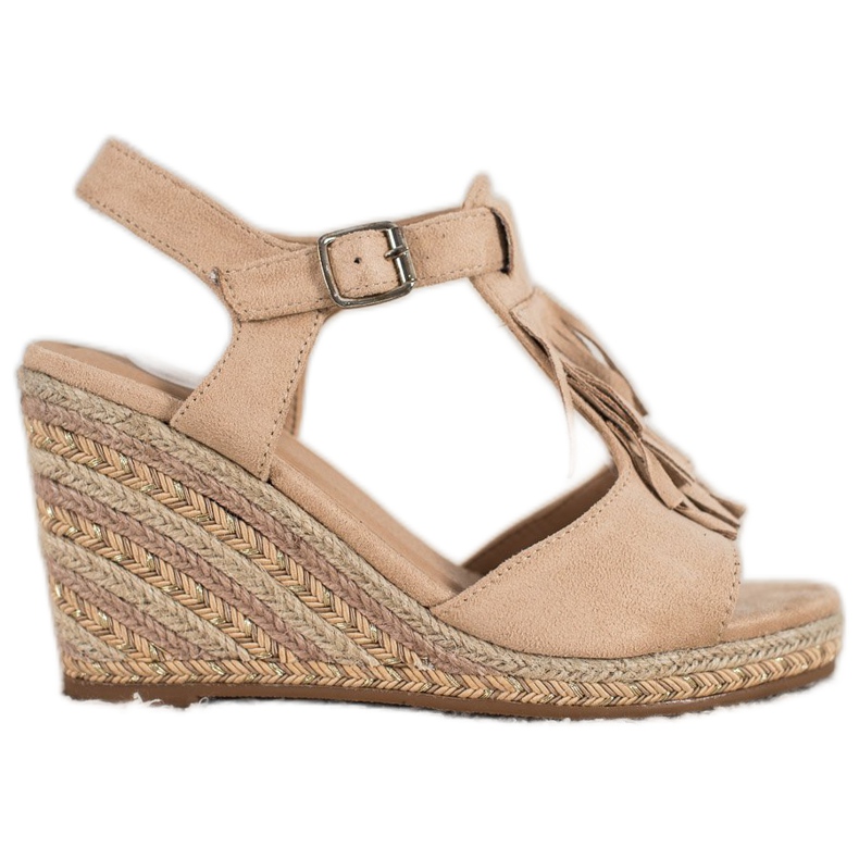 Small Swan Wildlederkeile mit Fransen braun