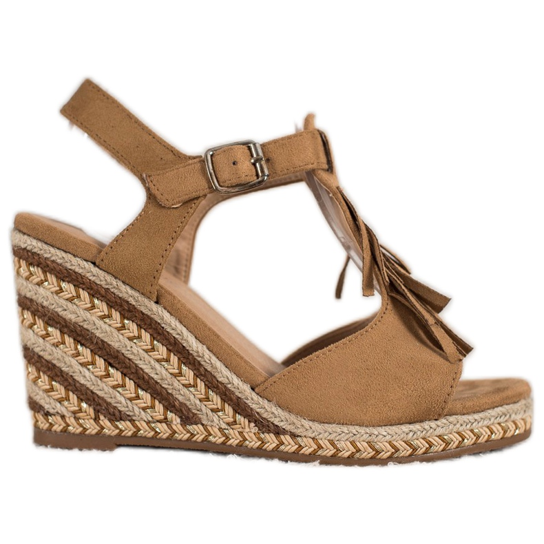 Small Swan Wildlederkeile mit Fransen braun