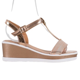 SHELOVET Goldene Keile mit Öko-Leder