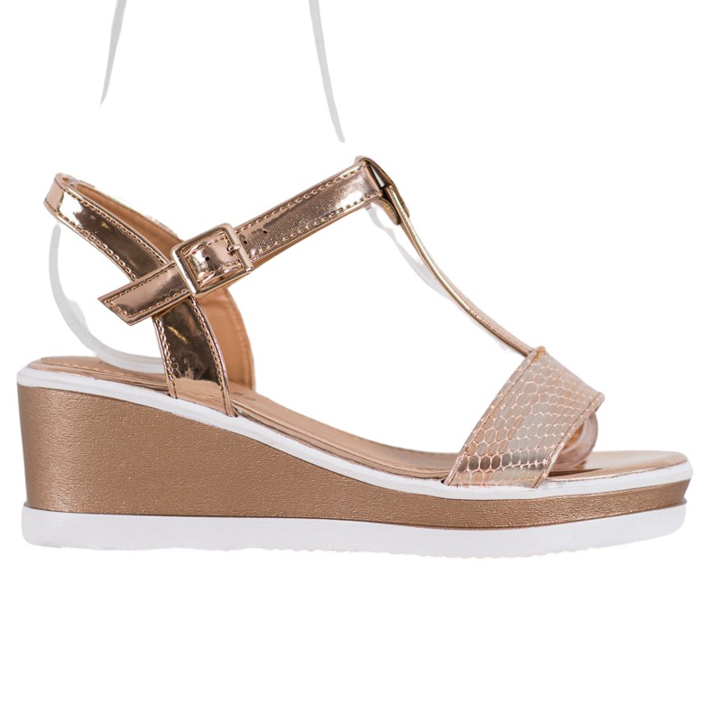 SHELOVET Goldene Keile mit Öko-Leder