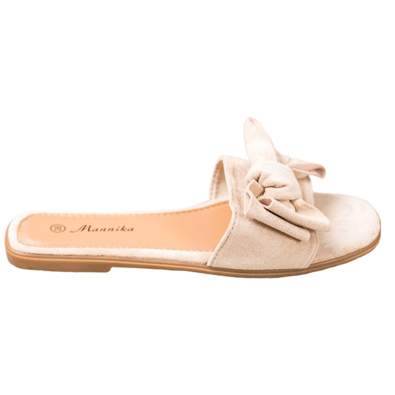 Mannika Hausschuhe mit Schleife braun