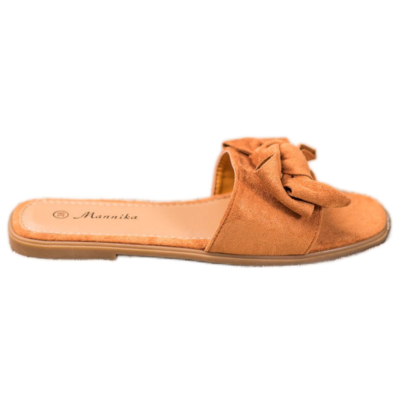 Mannika Hausschuhe mit Schleife braun
