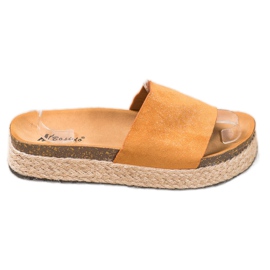 SHELOVET Espadrilles Hausschuhe mit Glitzer braun