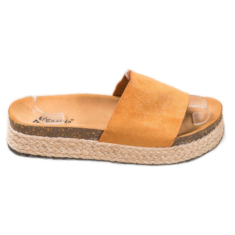 SHELOVET Espadrilles Hausschuhe mit Glitzer braun