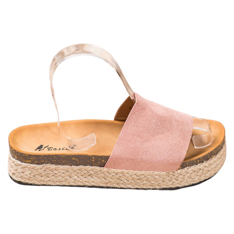 SHELOVET Espadrilles Hausschuhe mit Glitzer rosa