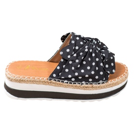 SHELOVET Hausschuhe auf einer hohen Plattform schwarz