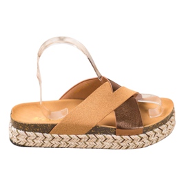 SHELOVET Hausschuhe auf der Plattform braun gelb