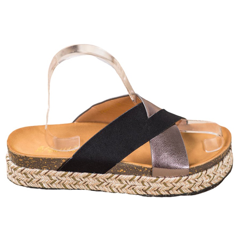 SHELOVET Hausschuhe auf der Plattform schwarz grau