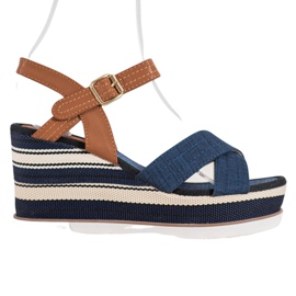 SHELOVET Modische marineblaue Wedges braun navy blau