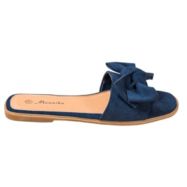 Mannika Hausschuhe mit Schleife marineblau blau
