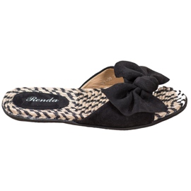 Renda Elegante Hausschuhe mit Schleife schwarz