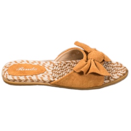 Renda Elegante Hausschuhe mit Schleife braun