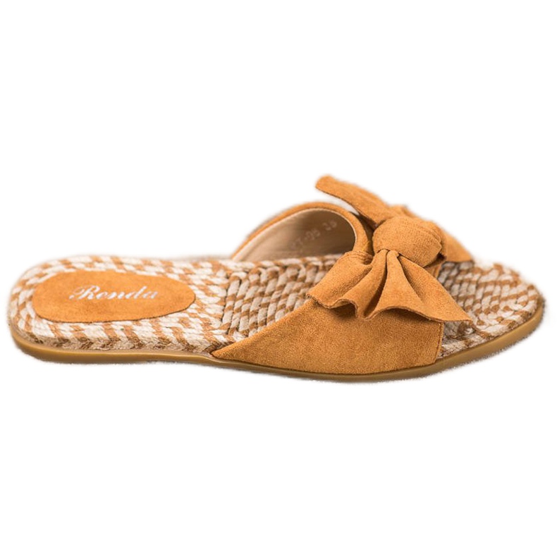 Renda Elegante Hausschuhe mit Schleife braun
