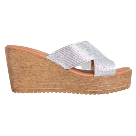 Renda Silberne Keilpantoffeln grau