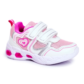 EVE Sport Kinderschuhe Shining White Scarlet Velcro weiß rosa