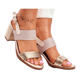 EVE Damensandalen auf der Post Beige und Golden Emmy