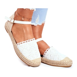 Damen Espadrilles On White Linen Platform Vienna weiß