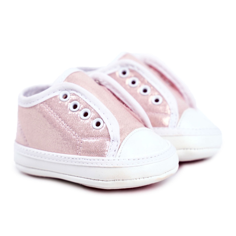 Apawwa Kinder Sneakers Klettverschluss mit Brokat Taufe Rosa Milley