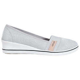 SDS Slip-On Ballerinas mit Glitzer grau