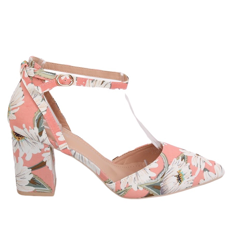 Pumps an einem Pfosten mit Blumen LE076P Pink rosa mehrfarbig