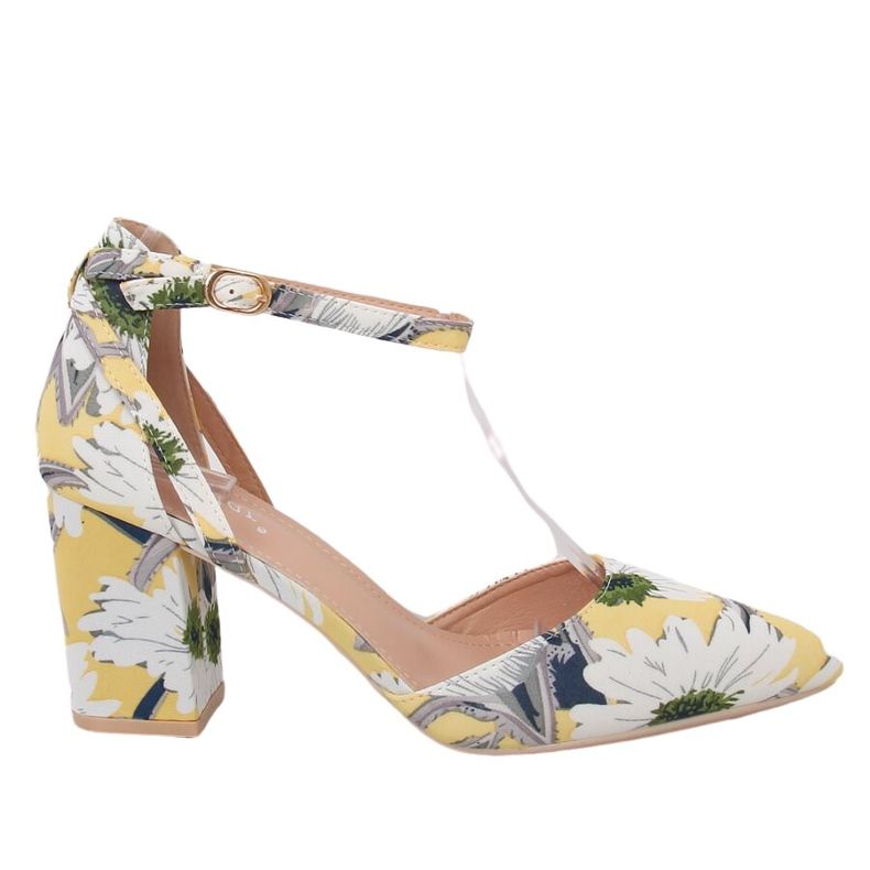 Pumps am Pfosten mit Blumen LE076P Gelb mehrfarbig