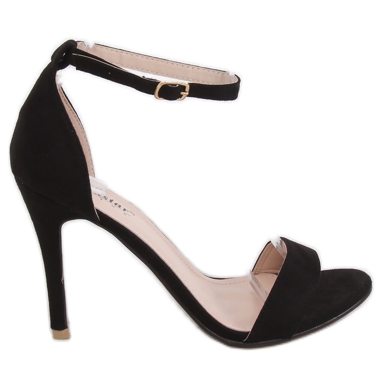 Black GG-86P Schwarze Sandalen an einer Anstecknadel