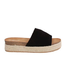 Schwarze Espadrilles-Hausschuhe 10-215 Schwarz