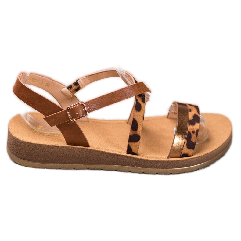 SHELOVET Sandalen mit Leopardenmuster braun
