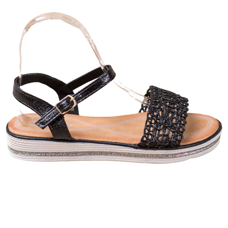 Renda Sandalen auf der Plattform schwarz