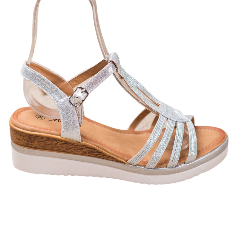 Mannika Bequeme Keilsandalen grau