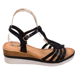 Mannika Bequeme Keilsandalen schwarz