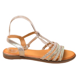 Mannika Elegante Sandalen mit Kristallen gelb