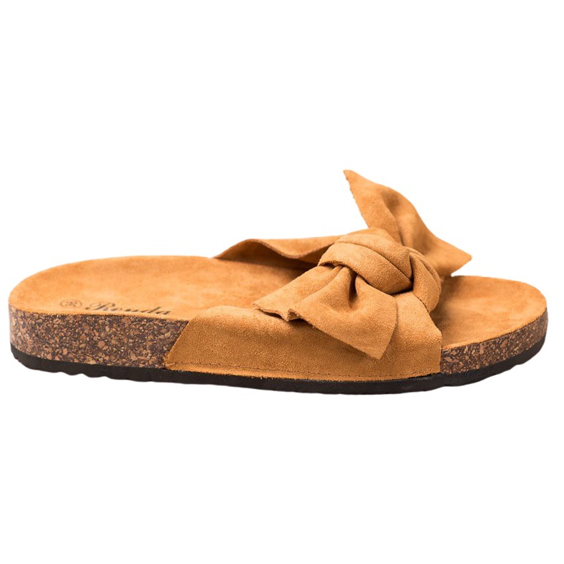 Renda Bequeme Hausschuhe mit Schleife braun