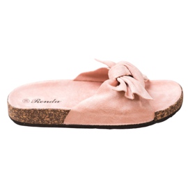 Renda Bequeme Hausschuhe mit Schleife rosa